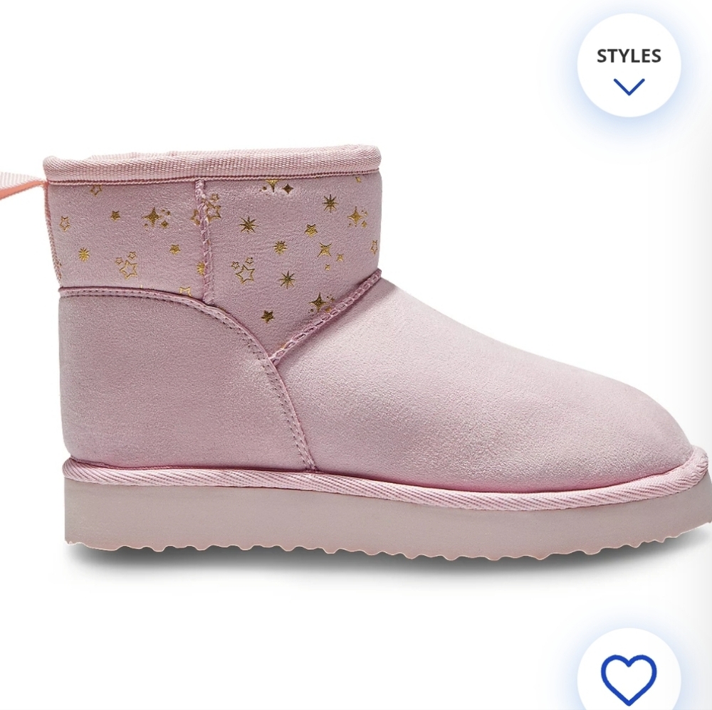 Magellan Outdoors Girls Faux Suede Upper Pink Ankle Boots